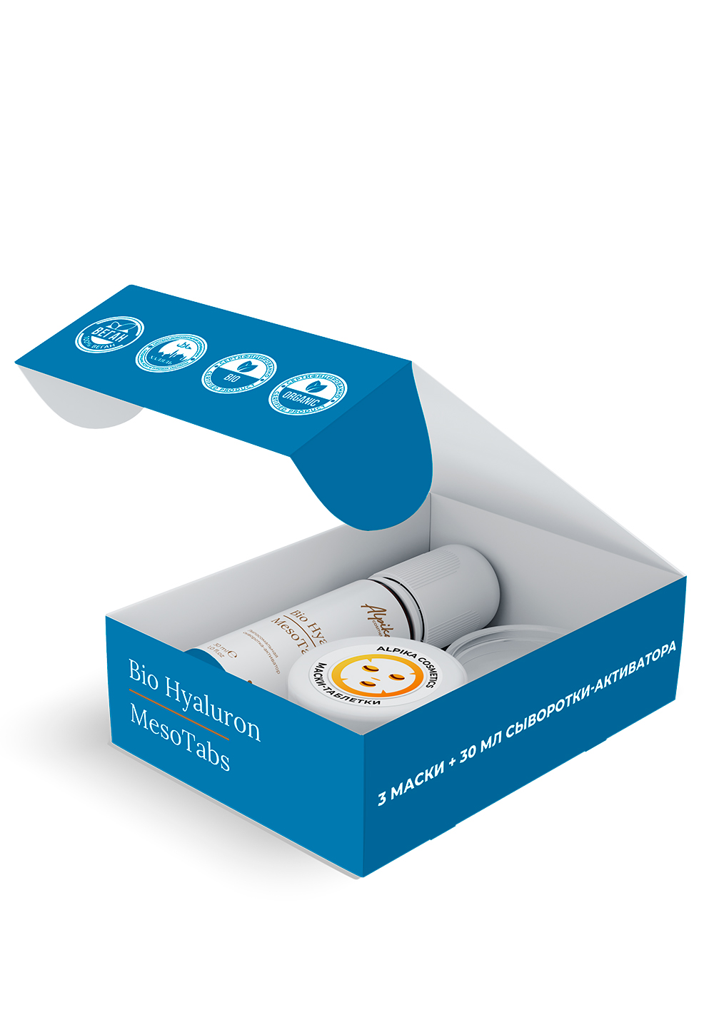 Набор тканевых масок с липосомальной сывороткой-активатором MesoTabs Bio Hyaluron, 3шт