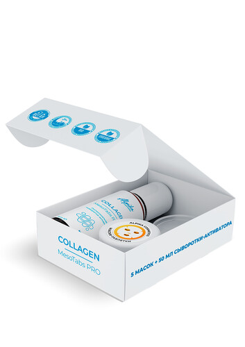 Набор тканевых масок с липосомальной сывороткой-активатором MesoTabs PRO Collagen, 5шт