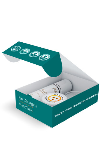 Набор тканевых масок с липосомальной сывороткой-активатором MesoTabs Bio Collagen, 3шт