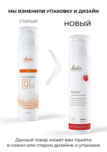 Омолаживающий липосомальный крем с коэнзимом Q10 и пептидами, 50мл
